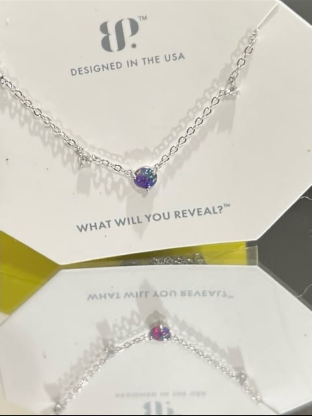 RBB5183 absolutely mine Lab grown Iris velvet Opal rhodium plated necklace